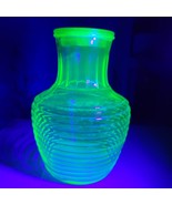 Vintage Uranium Glow Green Depression Glass Ribbed Ring Juice Jug Pitche... - $122.23 CAD
