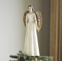 ANGEL ANTIQUE CHRISTMAS TREE TOPPER DECOR  HAND PAINTING WOOD AND RESIN - $211.60