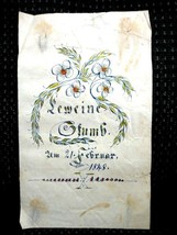 1848 Antique Hand Drawn Floral Vine Fraktur Pa German Leweine Stumb Color - £96.61 GBP