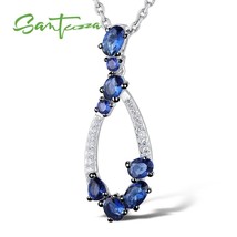 Silver Pendant Fit For Necklace Chain For Women Blue Nano CZ Pendant Pure 925 St - £38.25 GBP