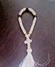 33 knots white with black beads prayer rope Orthodox komboskini - chotki... - £17.12 GBP