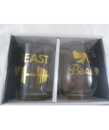  Beast &amp; Beauty His And Hers Stemless Glasses Old fashion Gift Set for C... - £21.70 GBP