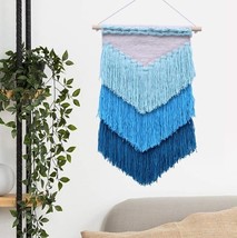 macrame woven wall hanging home wing design Tapestry Blue, 55x30 - £25.47 GBP