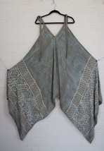 New Sacred Theads OS Sea Blue Gray Exotic Border Print Palazzo Rayon Jum... - $600.48 MXN