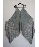 New Sacred Theads OS Sea Blue Gray Exotic Border Print Palazzo Rayon Jum... - $31.68