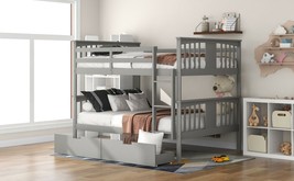 Full over Full Bunk Bed with Drawers and Ladder for Bedroom, Guest Room - £420.84 GBP