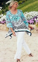 Soft Surroundings Persian Poncho Women&#39;s One Size Beaded Paisley Summer - $24.16