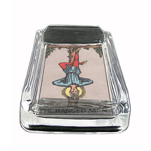 Tarot Card D13 Glass Square Ashtray 4&quot; x 3&quot; Smoking Cigarette XII The Hanged Man - £39.52 GBP