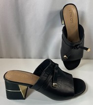 Chicos Heels Sandals Womens 8.5 Black Dress Shoes Leather Open Toe Gold ... - €16,13 EUR