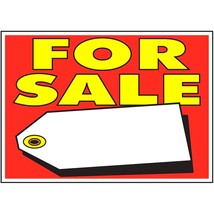 FOR SALE SIGN w/ BiG Price Tag 9&quot; x 14&quot; BRiGhT Orange Yellow Plastic HY-... - £14.95 GBP