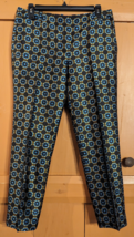 J. Crew Collection Low Rise Silk Capri In Black Gold Blue Geometric Prin... - £25.43 GBP