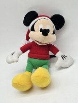 Disney Mickey Mouse Plush Santa Hat Red Green Yellow 9” - £14.18 GBP