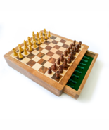 Handmade Wooden magnetic Chess Board 12&quot; with Drawer Storage Magnetic - $63.99