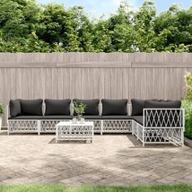  Patio Lounge Set White Woven fabric, powder-coated steel, textilene - $25,757.67 MXN