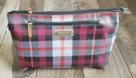 Isaac Mizrahi New York Red Plaid Handbag Satchel Two Zipper Pockets IM-69414 - £29.96 GBP