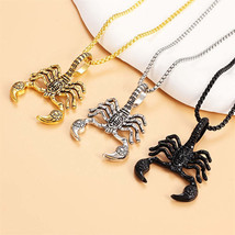 Retro HipHop Black Scorpion Pendant Necklace - £16.46 GBP