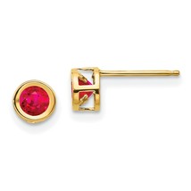14K Gold Ruby July Birthstone Earrings Jewelry 5mm x 5mm - £105.01 GBP
