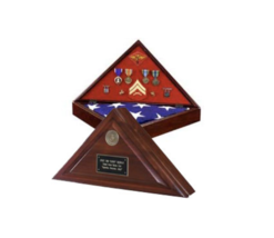 HERITAGE FLAG CASE ARMED FORCES MEDAL DISPLAY CASE SHADOW BOX WITH MEDAL... - $899.00