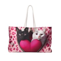 Weekender Bag, Cute Cat, Zipper, Valentines Day, Large Weekender Bag, Beach Bag, - £38.22 GBP
