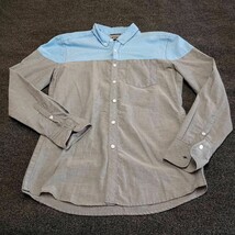 Buckle BKE Shirt Men Medium Gray Blue Tailored Fit Casual Button Up Long... - $15.73 CAD