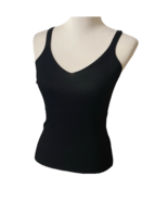 Carly Jean Los Angeles Black Tank Top Sz S Form Fitting V-Neck Ribbed Cool - $276.76 MXN