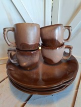 Frankoma Plainsman Two-Tone Pottery 8pc set 4 mugs 5C, 4 Dinner Plates Vintage  - £31.06 GBP