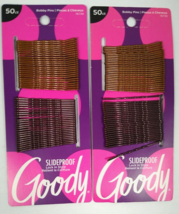 2PK Goody Ouchless Hair Bobby Pins - 50 Count, Metallic BRUNETTE Slideproof Lock - £10.16 GBP