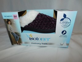 Isotoner Memory Foam Blackberry Wine Slippers Size SM 6.5-7 Brand New - £31.97 GBP