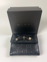 Gucci GG Guccissima Bifold Leather Wallet - Black - $233.55