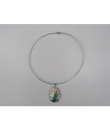 HAWAIIAN CHOKER NECKLACE ABALONE TEARDROP SHELL PENDANT SILVER COLOR CAB... - £3.95 GBP