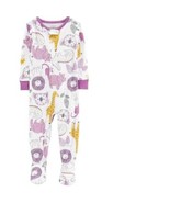 Girls Pajamas Carters Long Sleeve Footed 1 PC Safari White Purple-size 5T - £14.22 GBP