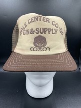 Vtg Trucker Hat Gin &amp; Supply Cotton Farming Foam Cap Snapback Mesh Brown... - $13.78