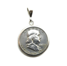 Half Dollar Franklin 1940’s- 1960’s coin on a .925 Sterling Silver Charm... - £53.48 GBP