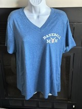 Adorable V-Neck blue &quot;BaseBall Mom&quot; XXL WomensT Shirt - £11.95 GBP