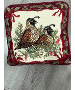 Vintage hand embroidered pheasant Quail throw pillow 123 Creations - €32,22 EUR