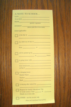 A Note To School excuse notepad form for parents to teachers 40 pages yellow - £1.46 GBP