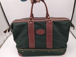 Vintage Orvis Battenkill Large Duffle Green Canvas &amp; Leather Travel Bag ... - $118.79