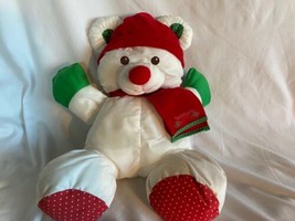 Fischer Price Puffalump Christmas Bear White 1992 Stuffed Plush 8128 12&quot;... - £17.05 GBP