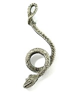 Vintage Silver Tone Snake Pendant – Coiled Serpent Jewelry, Gothic / Boh... - $14.95