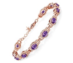 18K Rose Gold Plated Silver Purple Amethyst 7 - £372.51 GBP