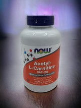 Now Foods ACETYL-L-CARNITINE 500 mg, 200 caps  Brain &amp; Nerve Function Ex... - $28.21
