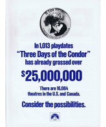 Three Days of the Condor 1976 ORIGINAL Vintage 9x12 Industry Ad Robert R... - £15.68 GBP