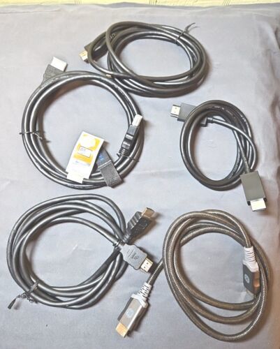 Primary image for 5 Count HDMI Cable Used Bulk Lot Of 5  Black 3ft 4ft & Three 6ft Cables