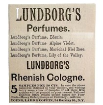 Lundberg Perfume Cologne 1885 Advertisement Victorian Beauty Rhenish ADBN1kkk - £11.73 GBP