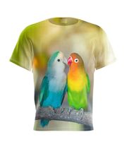 Couple Kiss Parrots   Tropical Beach Vacation Short Sleeve T-Shirt Summer Gift - £25.15 GBP