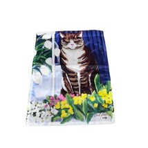 Small Carol Cat With Flowers Garden Flag Kitten Welcome Tulips Yellow Pi... - £7.68 GBP