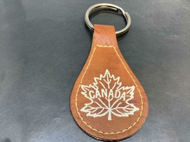 Vintage Leather Keyring Marten River Keychain Ontario Canada Ancien Porte-Clés - £6.11 GBP