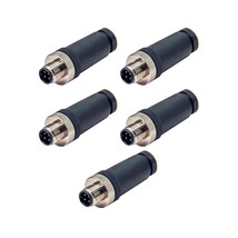 5Pcs Ethernet M12 Connector Field Wireable Waterproof Straight 4 Pin A Code Unsh - £38.39 GBP
