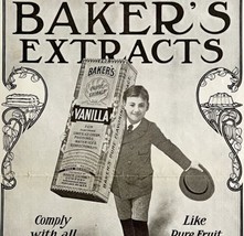 1906 Baker&#39;s Extract Vanilla Advertisement Baking Ephemera Antique 16.5 x 11.25&quot; - £23.94 GBP