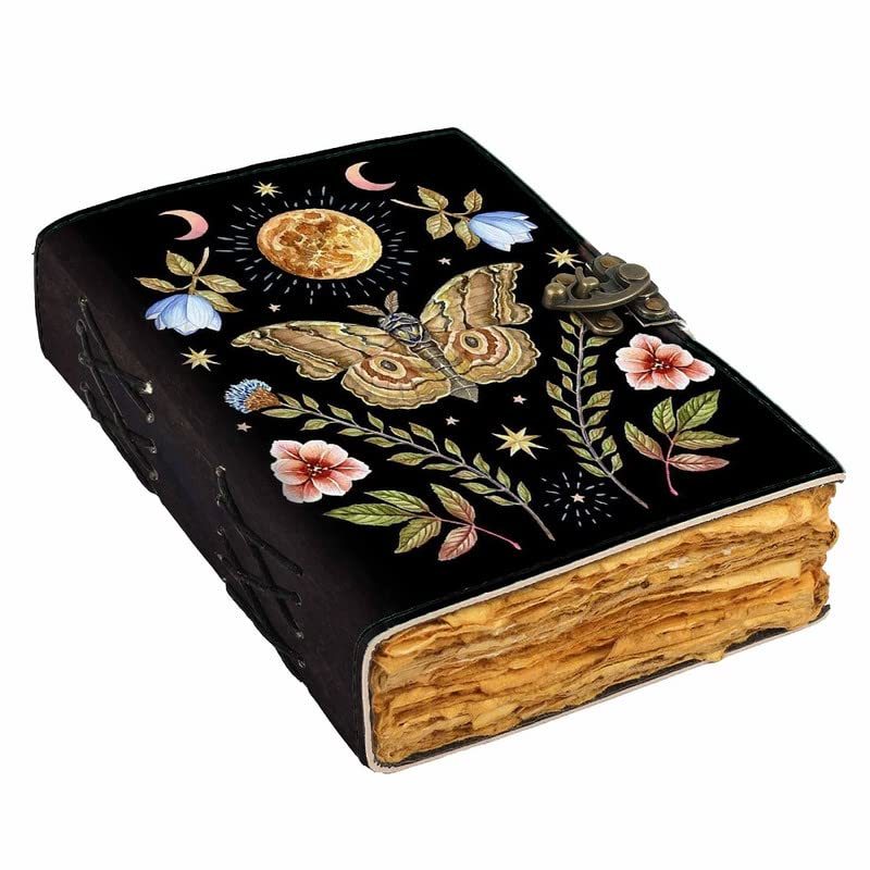 Vintage Leather Butterfly Theme Art Printed Journal Diary with Buckle Lo... - $50.00